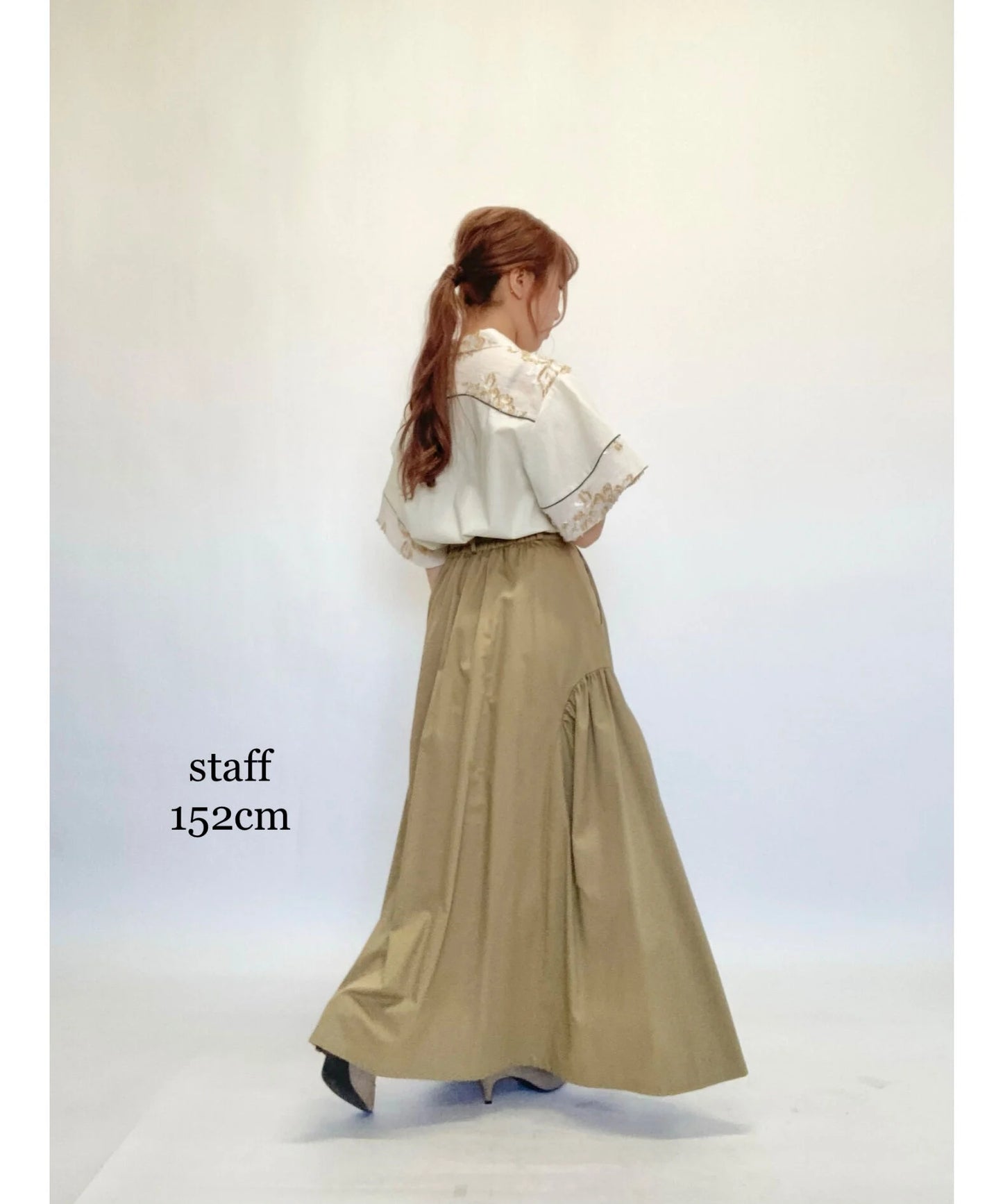 【jesh】Gather High Waist Skirt	/ Beige