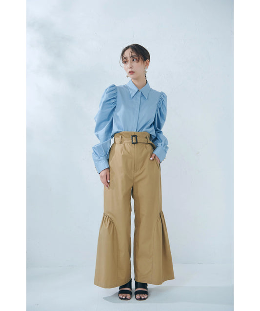 【jesh】Gather High Waist Wide Pants / Beige