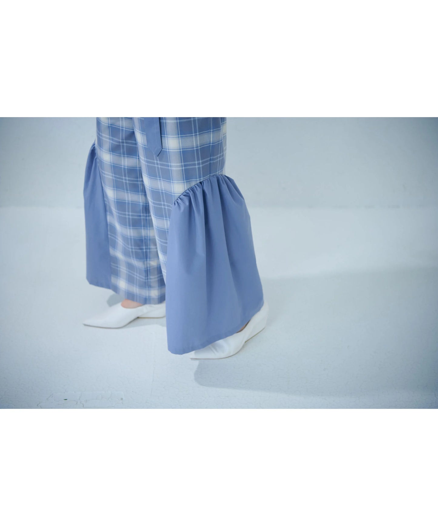 【jesh】Gather High Waist Wide Pants / Check