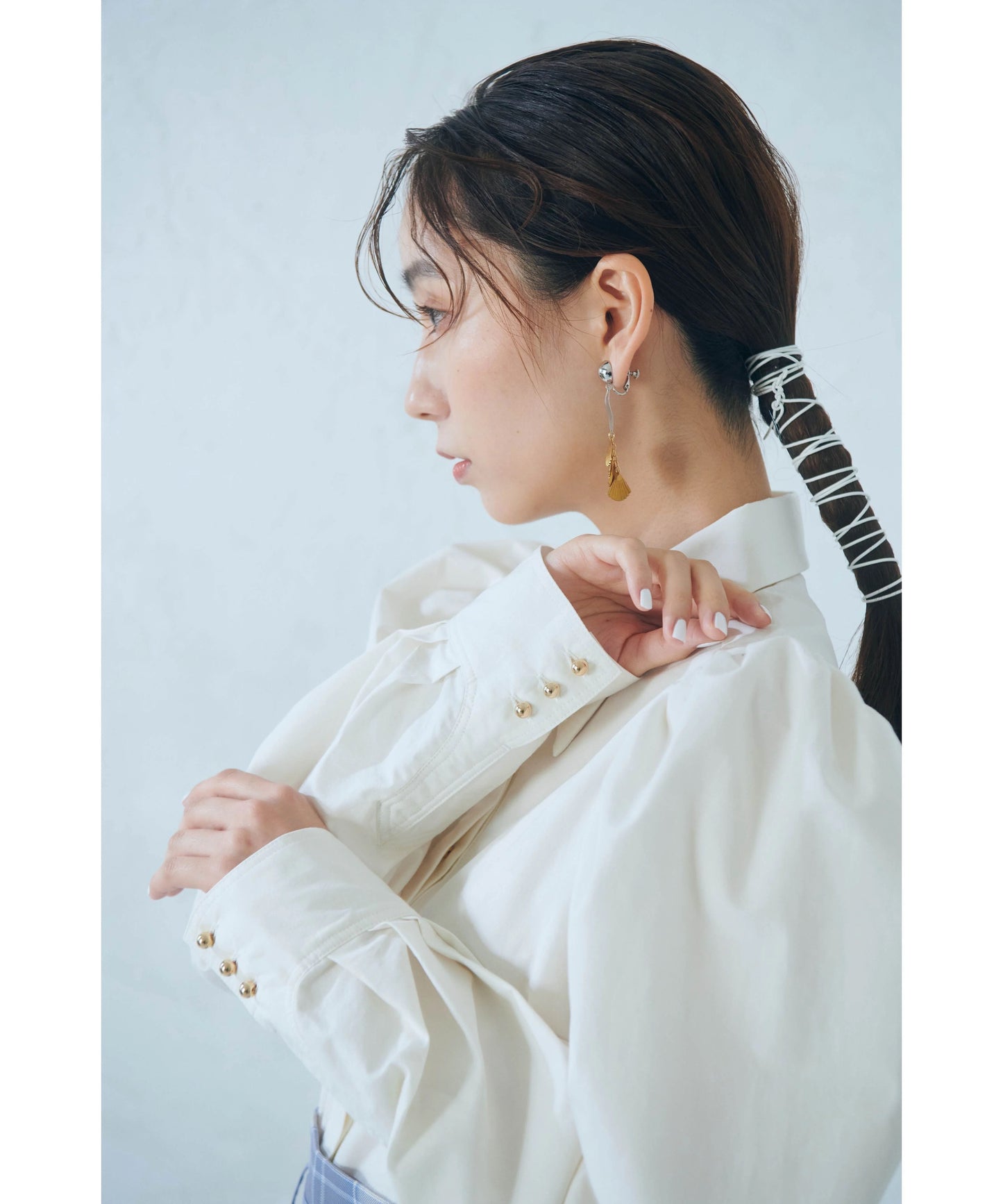 【jesh】Gather Blouse / White